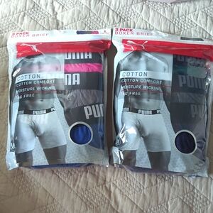 Puma Men's Athletic Fit Drycell Boxer Brief Red Grey Black Sz Large 36-38